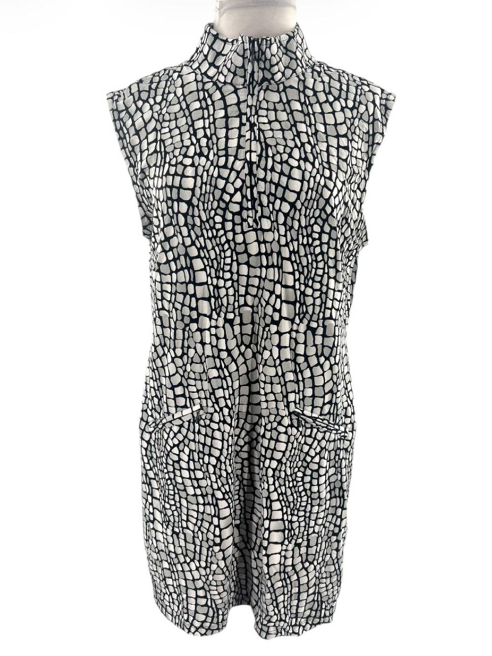 IBKUL Kathy Print Sleeveless Mock‎ Dress UPF Golf sz XL